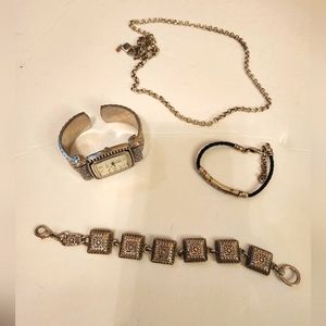 Vintage Brighton Watch Bracelet Necklace Square Flower Bundle